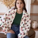 Fluffy bloom Jacket Red