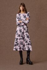 Anita satin midi dress (pink/black roses) - Image 2